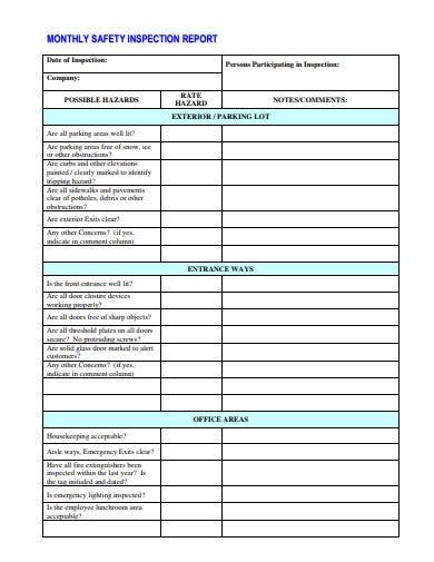 Safety management survey report for. 11+ Safety Inspection Report Templates in DOC | PDF | Free ...