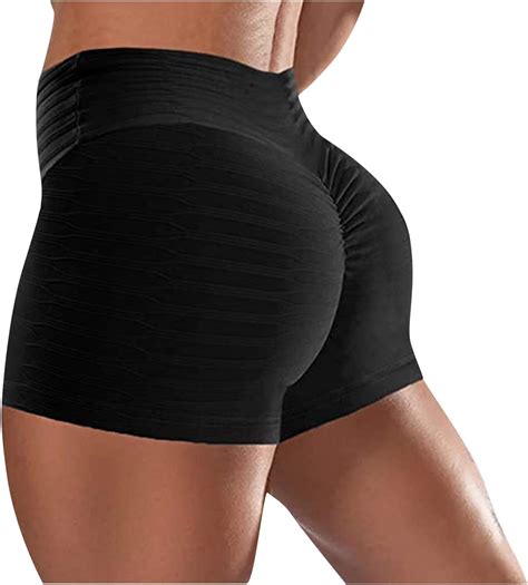 Airgone Womens Butt Lifting Yoga Shorts High Waist Tummy Control Hot Pants Drawstring Ruched