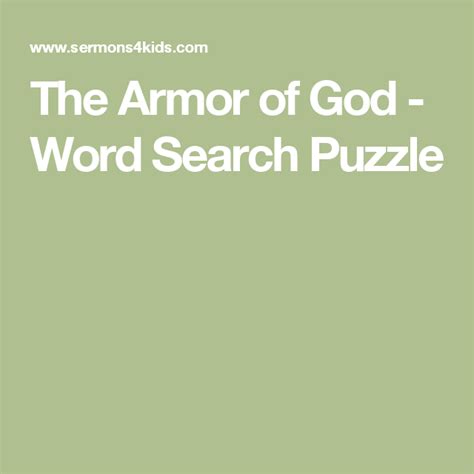 The Armor Of God Word Search Puzzle Armor Of God God Childrens