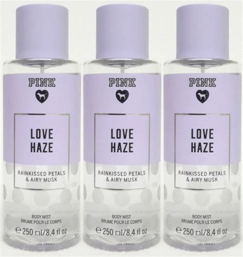 3 Victorias Secret Pink Love Haze Rainkissed Petals And Airy Musk Body