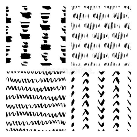 Seamless Hand Drawn Ink Patterns Stock Vector Illustration Of Decorative Lines