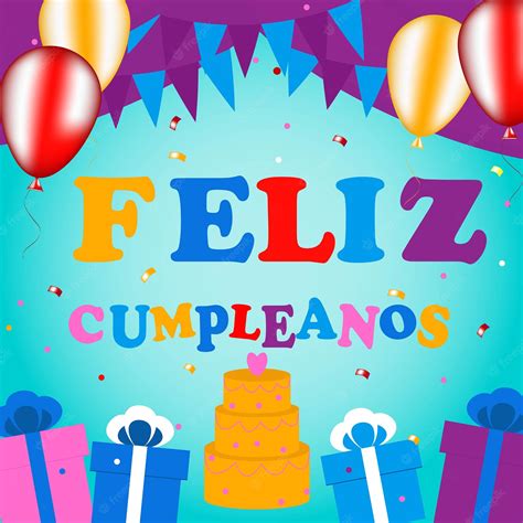 Premium Vector Happy Birthday Greetings In Spanish Feliz Cumpleanos