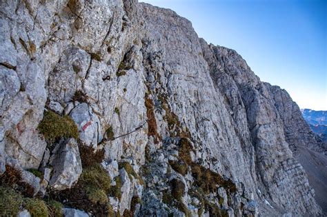 Climbing In Julian Alps Slovenia Stock Image Image Of Rope Steel