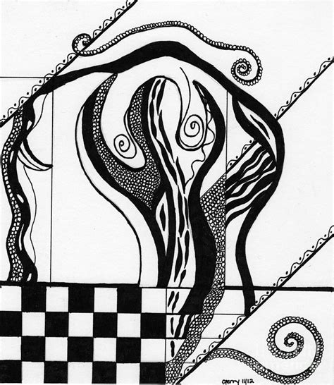 Abstract Figure In Black And White 2 Drawing By Christine Perry Fine