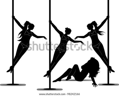 Set Black Silhouettes Dancing Girls Striptease Stock Vector Royalty Free 98242166 Shutterstock