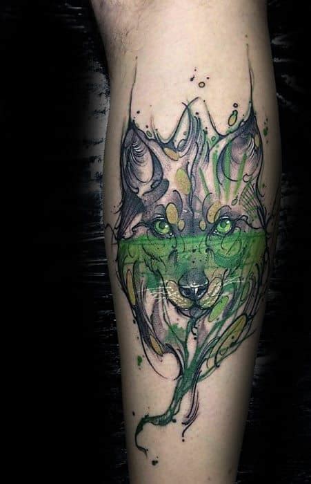 50 Wolf Watercolor Tattoo Designs For Men Cool Ink Ideas
