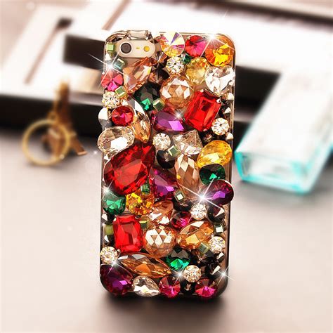 Etsy Iphone Case Bling Luxurious Colorful Gem Diamond Stud Case 26