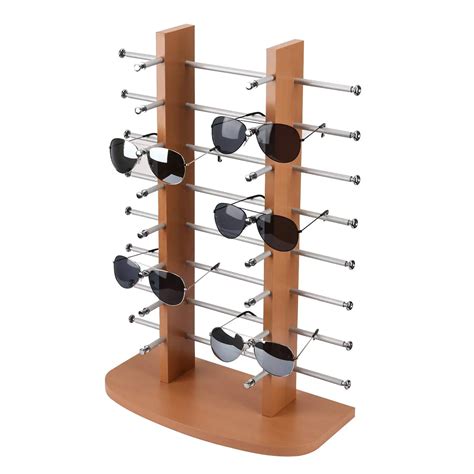 Portable Tabletop Solid Wood Eyewear Display Rack Double Towers For Displaying Glasses Frames