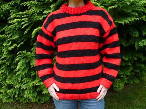 Hand Knitted Red And Black Stripe Dennis The Menace Style Jumper £5000