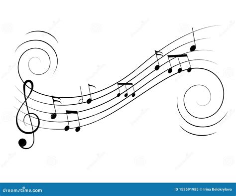 Vector Music Notes Treble Clef Flow On Music Staff
