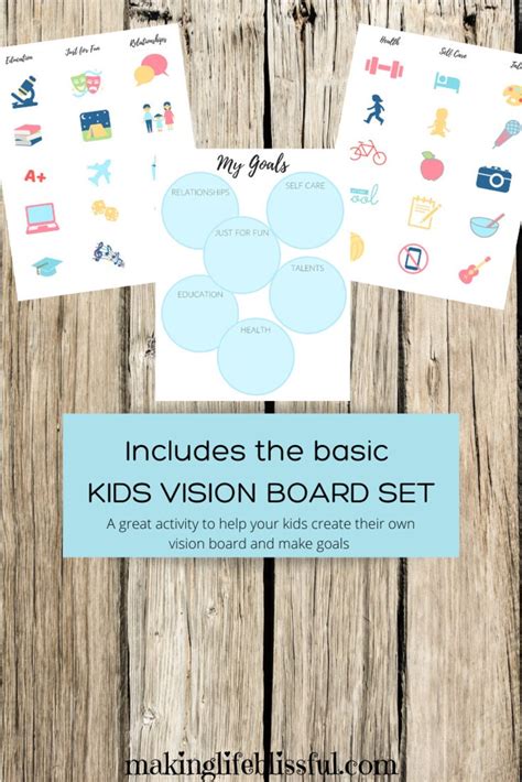 Vision Board Printable Kit Kids Space Theme Goal Activity Etsy