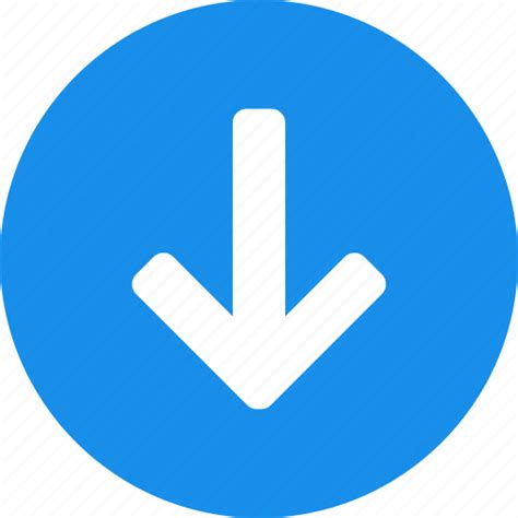 Arrow Blue Circle Descend Down Downward Icon