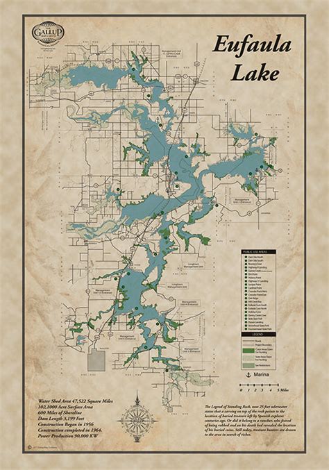 Eufaula Lake Oklahoma Old West Map Gallup Map