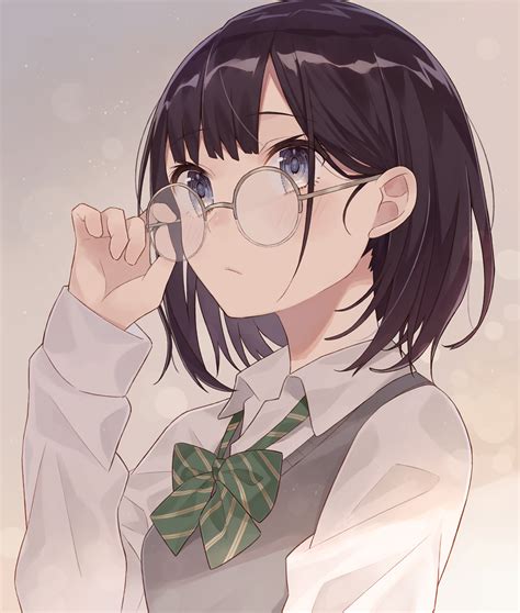 adjusting her glasses [original] r awwnime