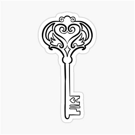 Key To Your Heart Art Noveau Skeleton Key Tattoo Design Sticker For