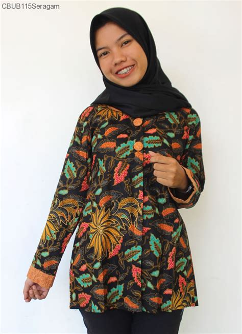 Women clothing sale black friday. Blouse Batik Wanita Kombinasi Motif Daun | Blus Lengan Panjang Murah | Batikunik.com