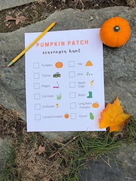 Printable Pumpkin Patch Scavenger Hunt Sheet Pumpkin Patch Checklist