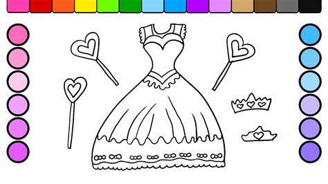 learn colors  kids  color beautiful princess dress coloring page