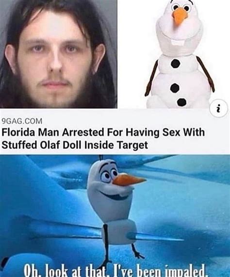florida man arrested for having sex with stuffed olaf doll inside target i b at that t
