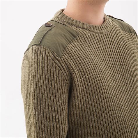Oem Crew Neck Custom Make Woolen Knitting Military Sweater Army Color