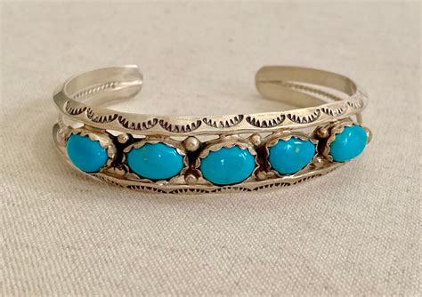 navajo turquoise bracelet cuff vintage native american sterling silver turquoise jewelry artist