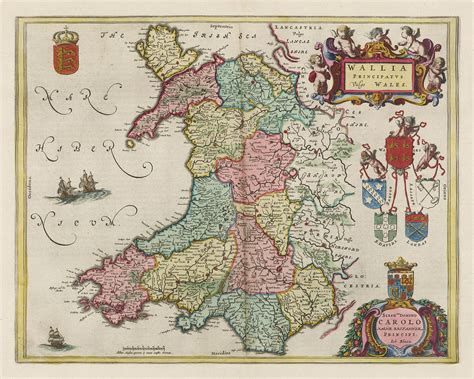 Rare Old Map Of Wales Cymru By Joan Blaeu 1645 Ancient Etsy Uk