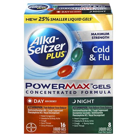 Alka Seltzer Plus Maximum Strength Cold And Flu Day Night Powermax Gels