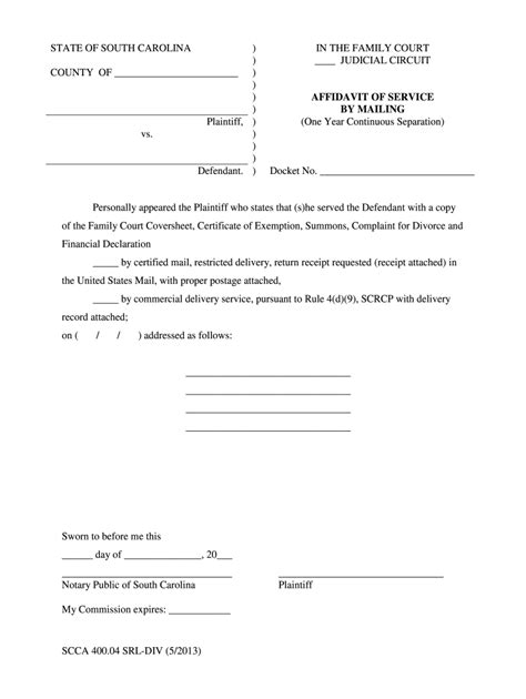 South Carolina Court Proof Of Service Fill Online Printable