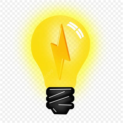 Yellow Light Bulb Clipart Transparent Background Cartoon Glowing