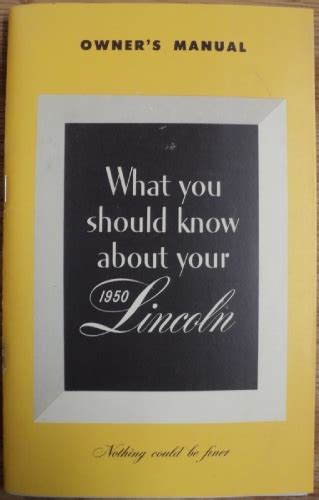 Lincoln Owners Manual Cosmopolitan New Reproduction