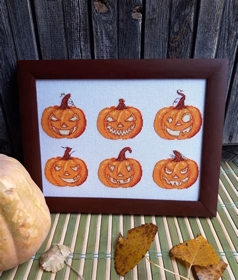 Pumpkin Set Cross Stitch Pattern Pumpkins Pdf Chart Halloween Etsy