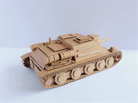 Homemade Cardboard Model Ww2 Su 85 Russian Tank Etsy