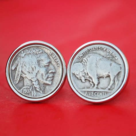 A Pair Of Us 1937 Indian Head Buffalo Nickel 5c Silver Plated Etsy