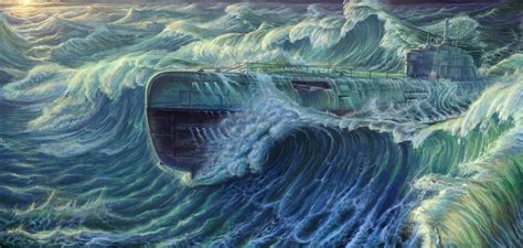 Wallpaper Sea Artwork Submarine Ghost Ship Terrain Ocean