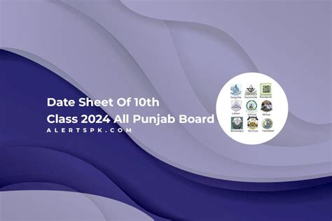 Date Sheet Of 10th Class 2024 Punjab Board
