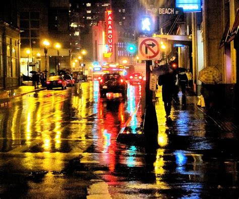 Boston Chinatown Street Rain Cityscape Chinatown Night Rain