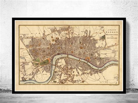 London from mapcarta, the open map. Old Map of London England 1807 Vintage Map - VINTAGE MAPS ...