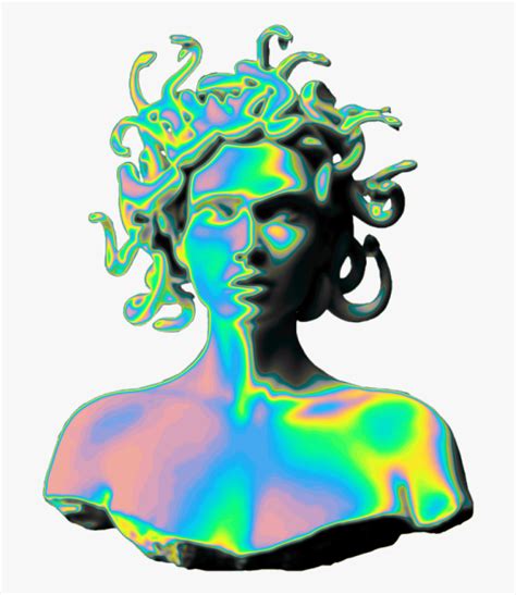 Holo Holographic Vaporwave Aesthetic Medusa Sculpture Vaporwave Greek