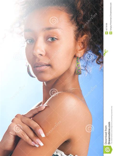 The first general offspring of a black and white parent; Mulatto beauty stock photo. Image of face, black, head - 18778196