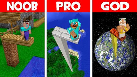 Minecraft Noob Vs Pro Vs God What Happens If Noob Jumps Off From