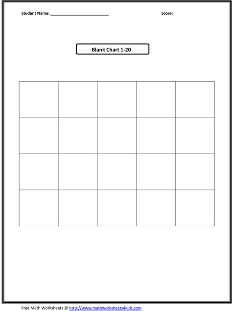 13 Best Images Of Math Worksheets Counting 1 20 Blank Number Chart 1