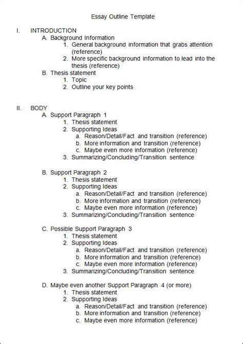 Outline Template - 11+ Download Free Documents in PDF , Excel , Word | Essay outline template ...
