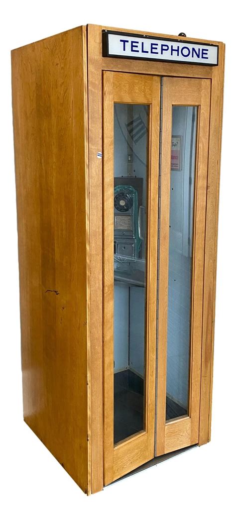 Lot 1940s1950 Telephone Booth Maple With Bifold Door Complete With