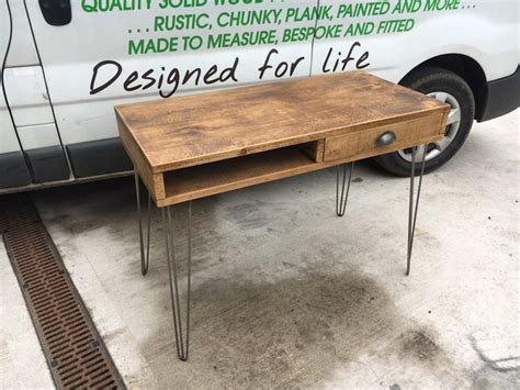 Rustic Industrial Plank Desk With Metal Hairpin Legs Chunky Etsy Uk