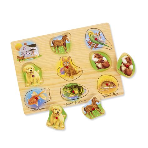 Melissa And Doug Pets Sound Puzzle Wooden Peg Puzzle With Sound Effects