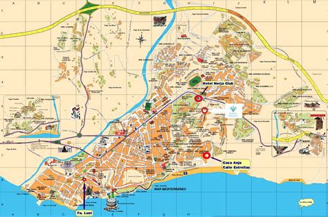 Det är ca 50 minuters transfer från flygplatsen i malaga. Spanien Strand Karte