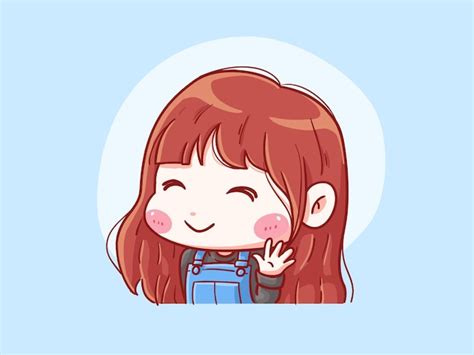 Premium Vector Cute And Kawaii Girl Smile And Wave Hi Chibi Illustration