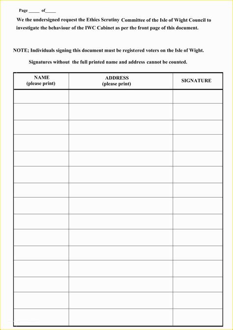 Free Template for Petition Signatures Of Blank forms to Print | Heritagechristiancollege