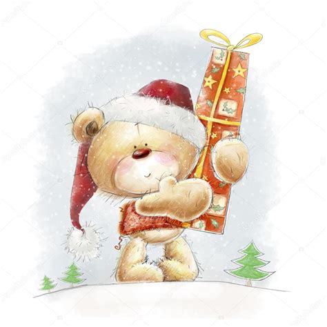 Cute Teddy Bear With The Big Red T In The Santa Hatchildish