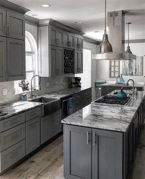 No matter your kitchen style or the shade of gray cabinetry you choose, a white countertop will not clash with your gray kitchen cabinets. Top 50 Best Grey Kitchen Ideas - Refined Interior Designs